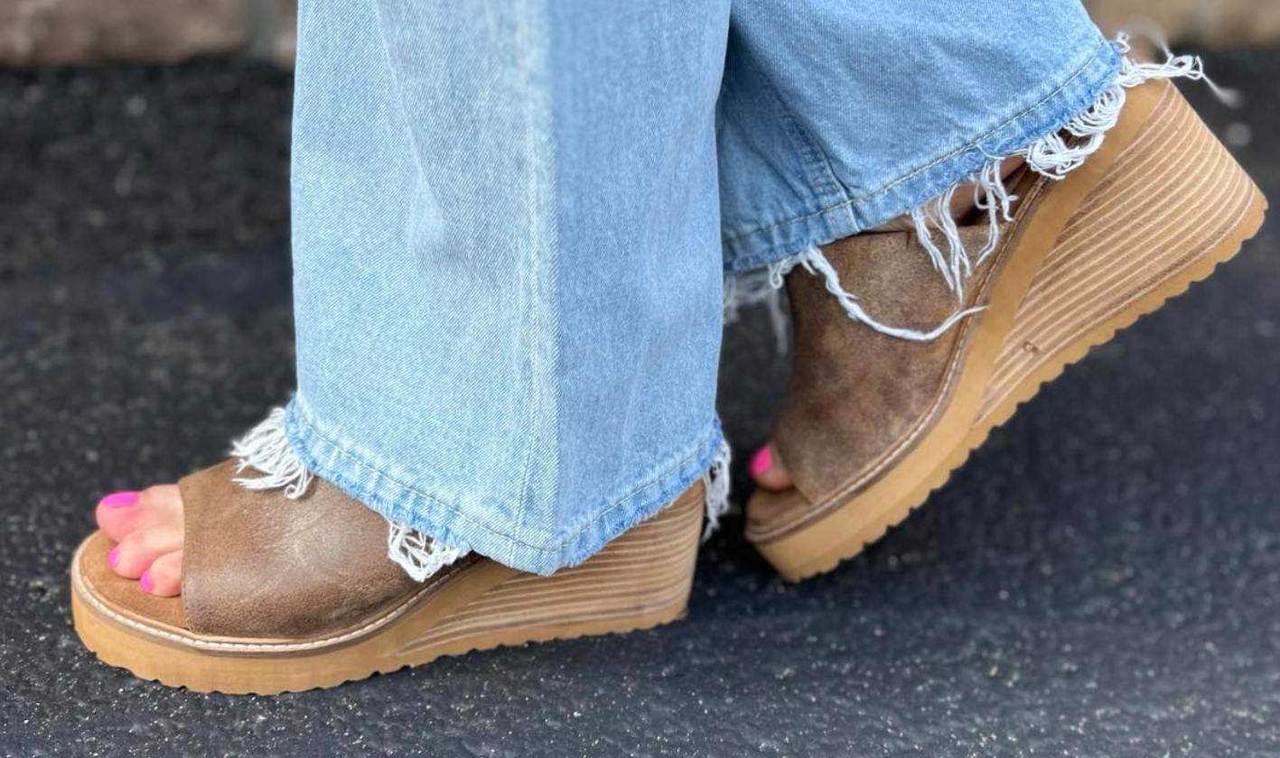 Diba True Cloud Fall Women’s Leather Wedge Sandal – 3.25" Stacked Heel