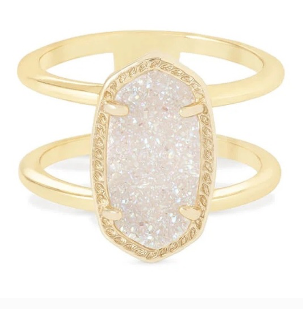 K.S. Elyse White Drusy Ring Size 8 | Queen Bee Boutique
