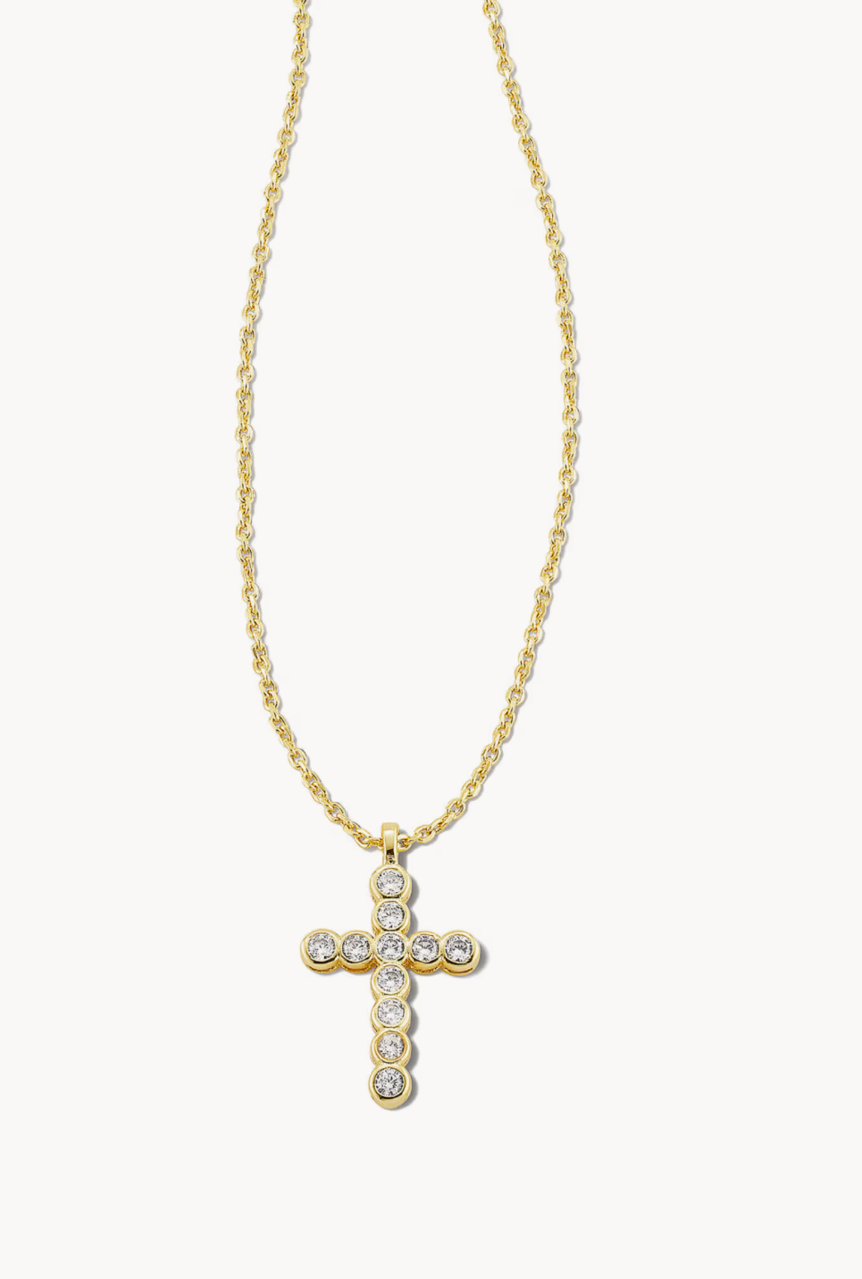 K.S. Cross Gold Pendant Necklace in White CZ | Queen Bee Boutique