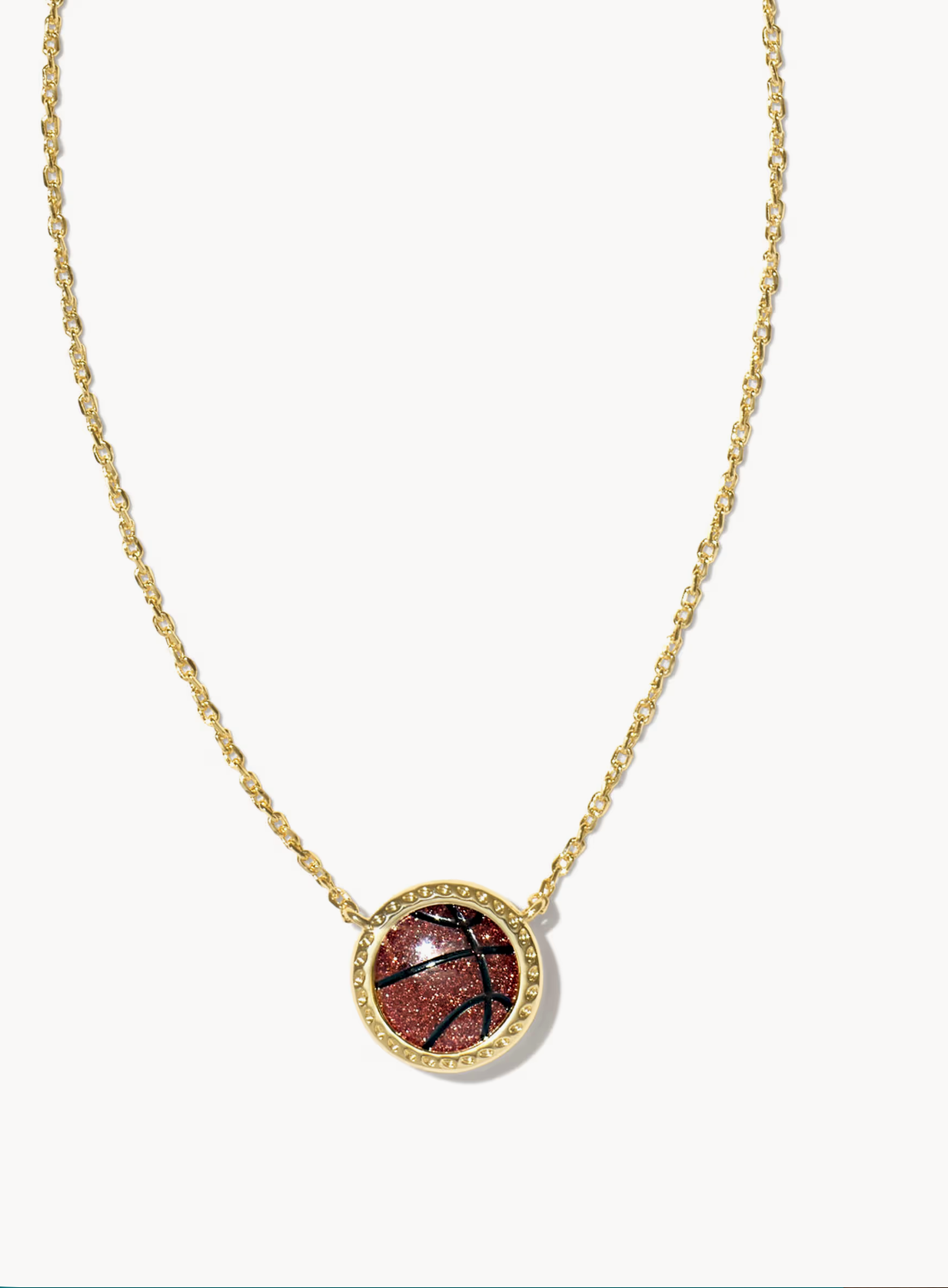 K.S. Basketball Gold Short Pendant Necklace Goldstone | Queen Bee Boutique
