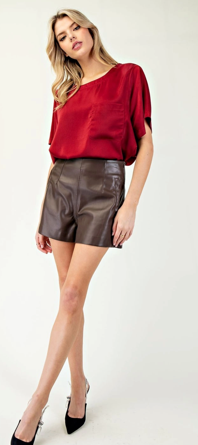 Crimson Silky Top Holiday Couture | Queen Bee Boutique