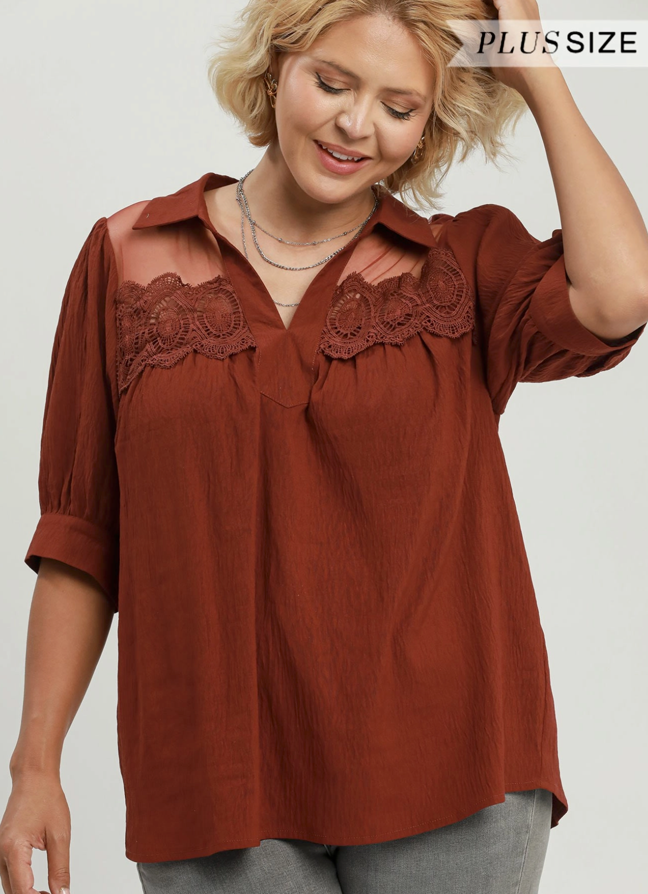 Peek A Boo Lace Accents Top | Queen Bee Boutique