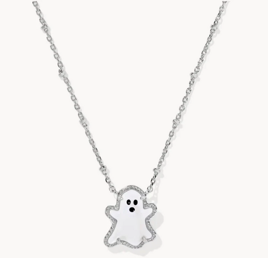 K.S. Spooky Silver Ghost Necklace | Queen Bee Boutique