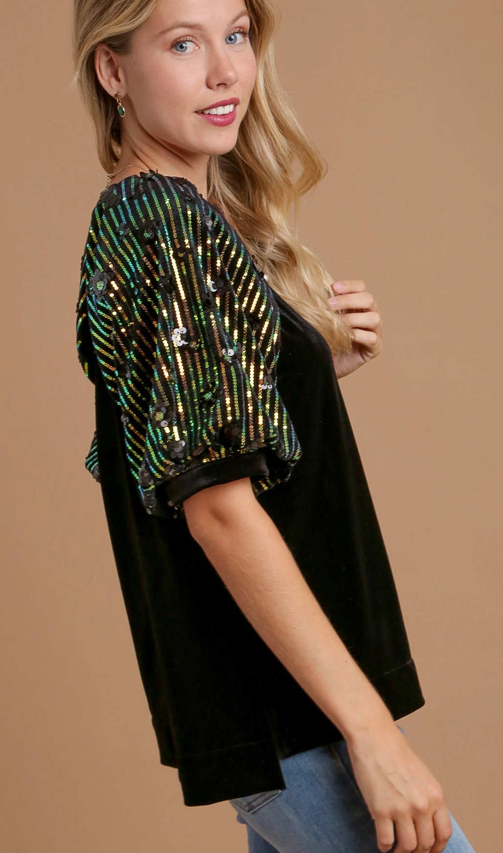 Velvet & Sequin Top Lux Holiday Wear