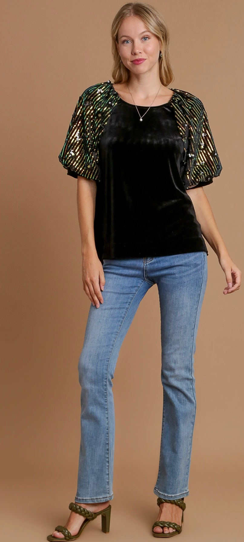 Velvet & Sequin Top Lux Holiday Wear
