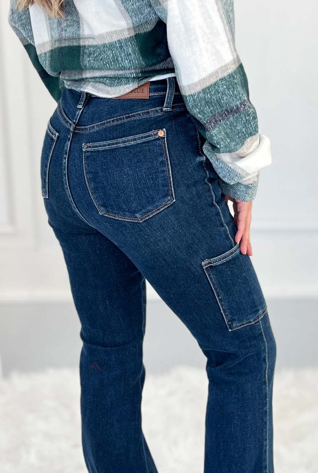 Judy Blue Dark Wash Cargo Boot Cut