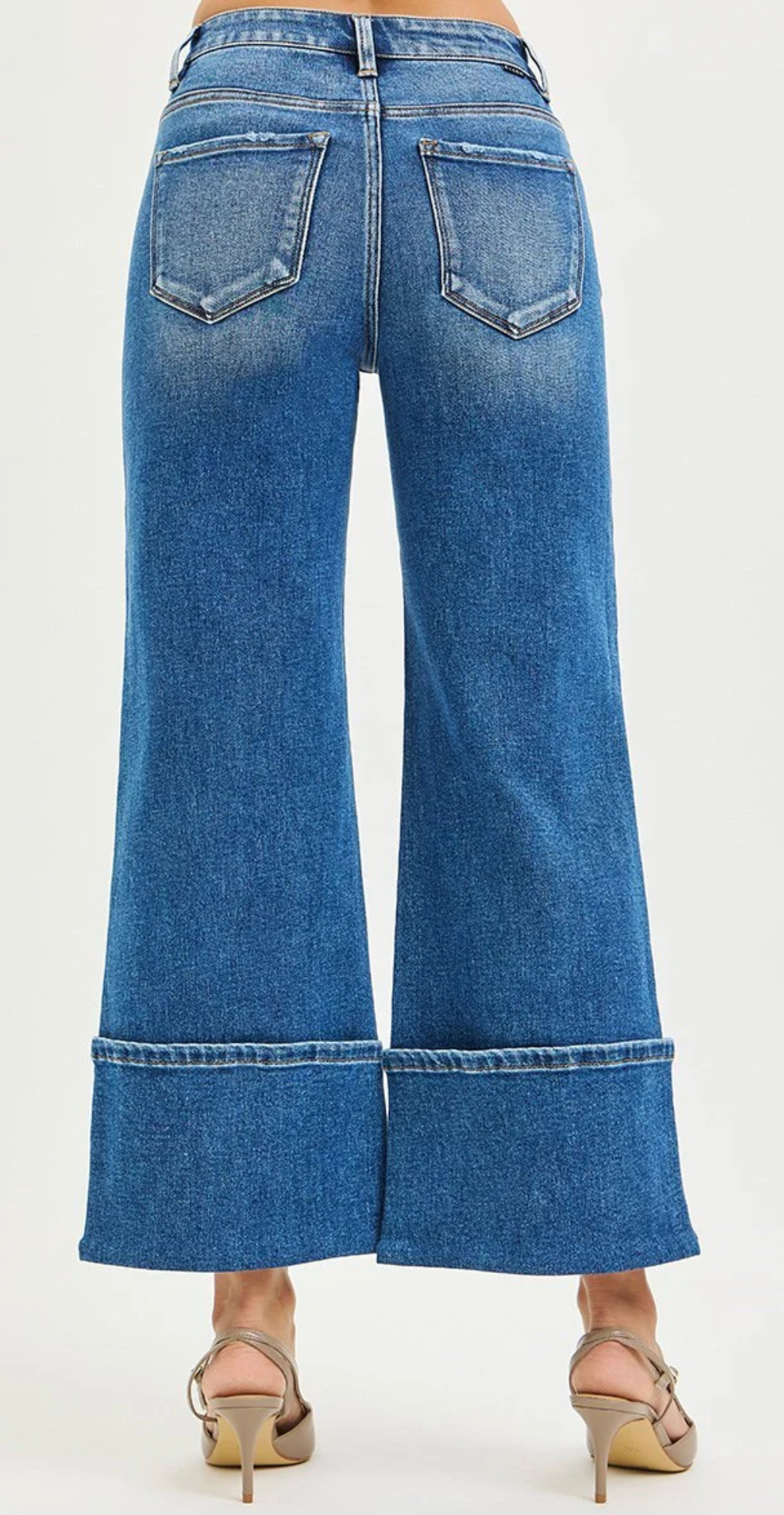Risen Button Detail Cuff Jeans