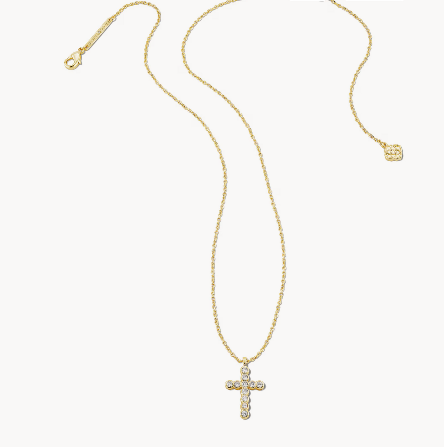 K.S. Cross Gold Pendant Necklace in White CZ | Queen Bee Boutique
