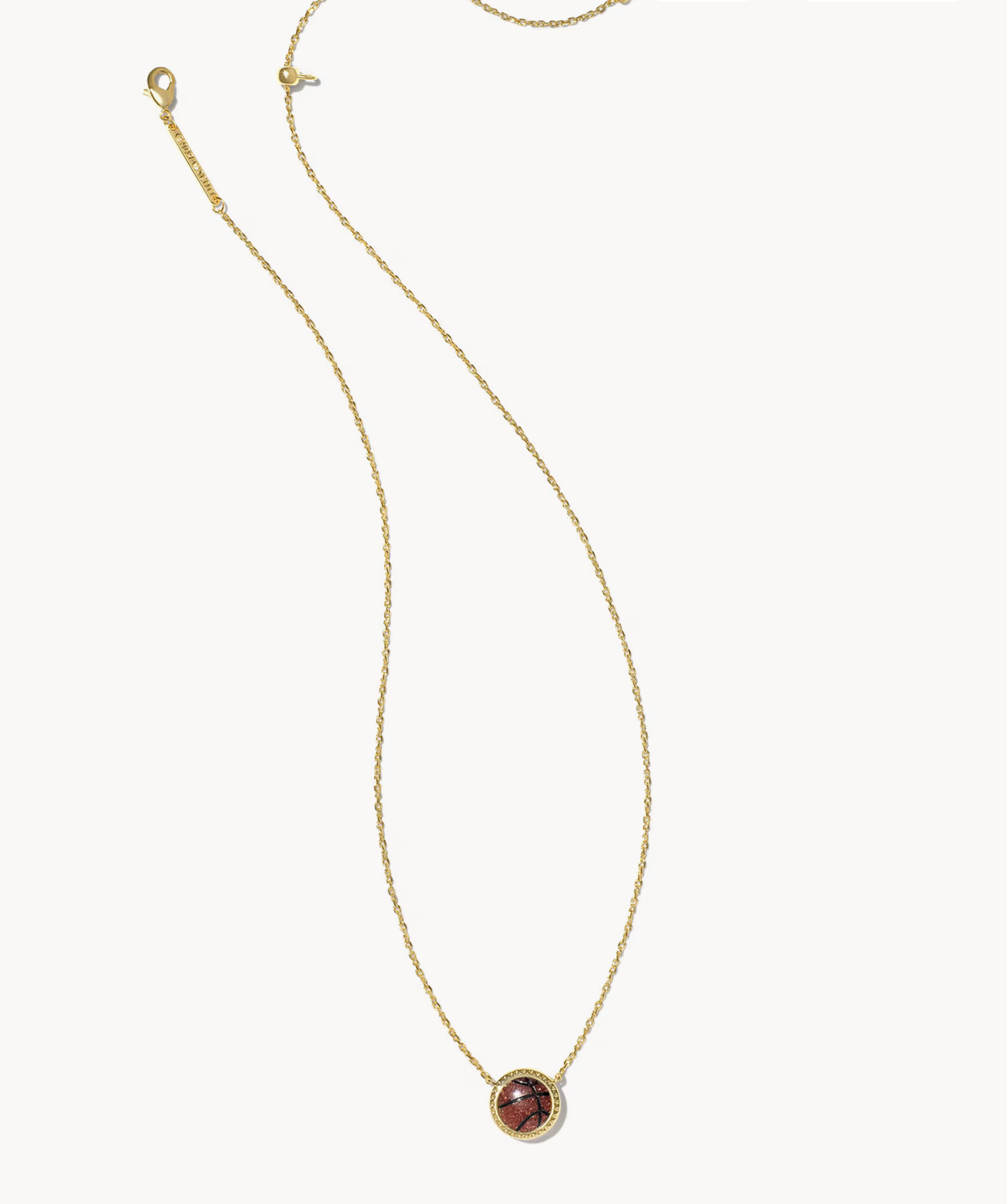 K.S. Basketball Gold Short Pendant Necklace Goldstone | Queen Bee Boutique