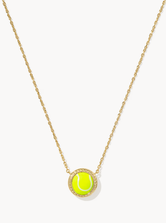 K.S. Tennis Gold Short Pendant Necklace Chartreuse Magnesite | Queen Bee Boutique