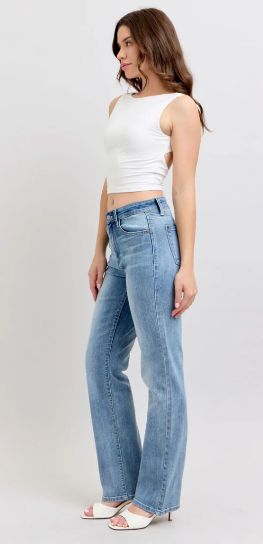 Judy Blue 90's Straight Leg Jean Med Blue | Queen Bee Boutique