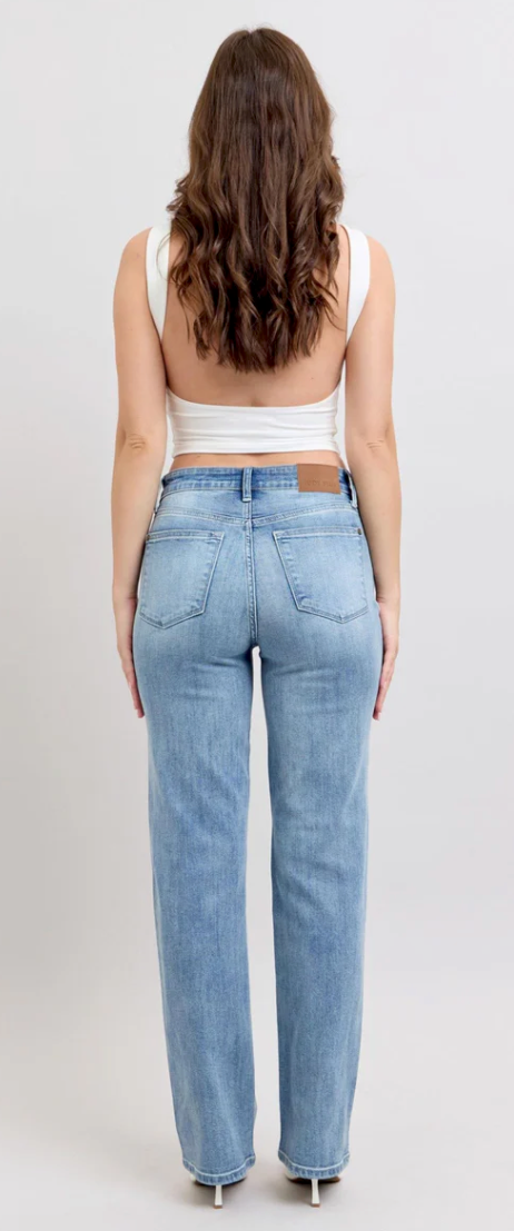 Judy Blue 90's Straight Leg Jean Med Blue | Queen Bee Boutique