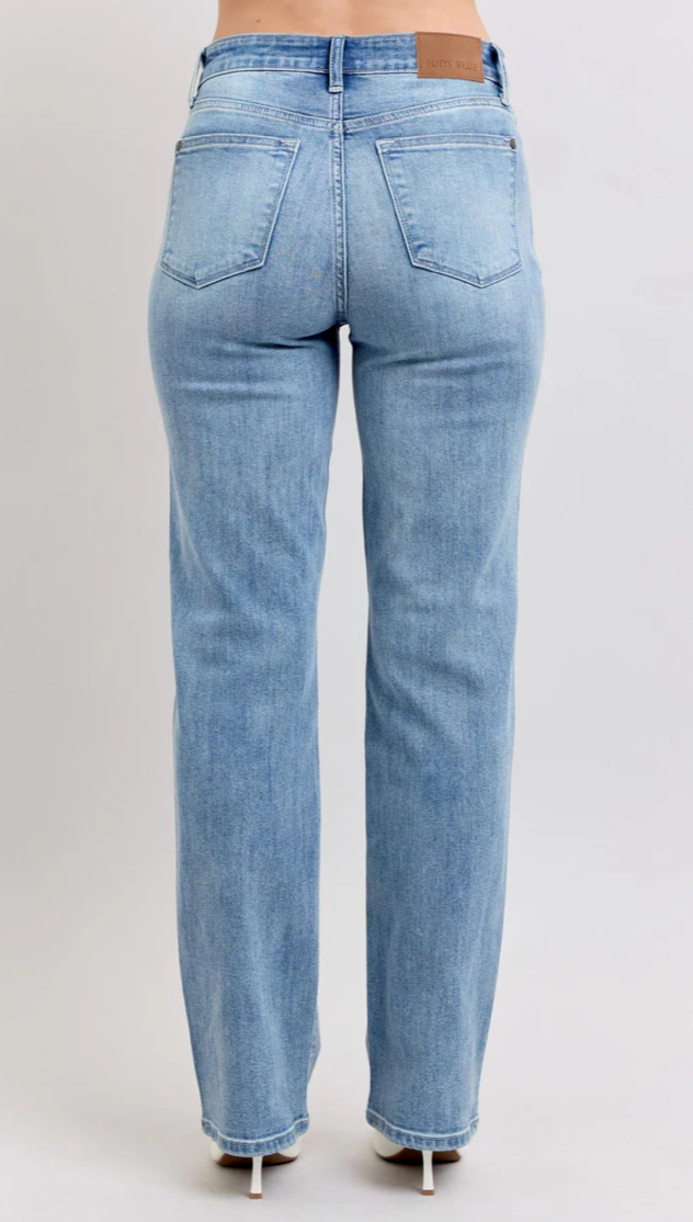 Judy Blue 90's Straight Leg Jean Med Blue | Queen Bee Boutique