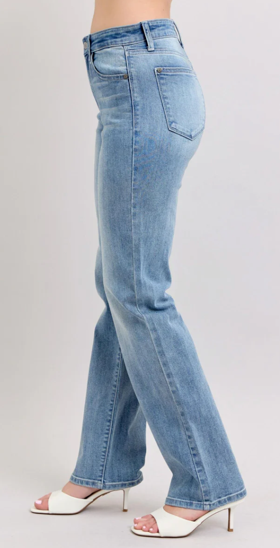 Judy Blue 90's Straight Leg Jean Med Blue | Queen Bee Boutique