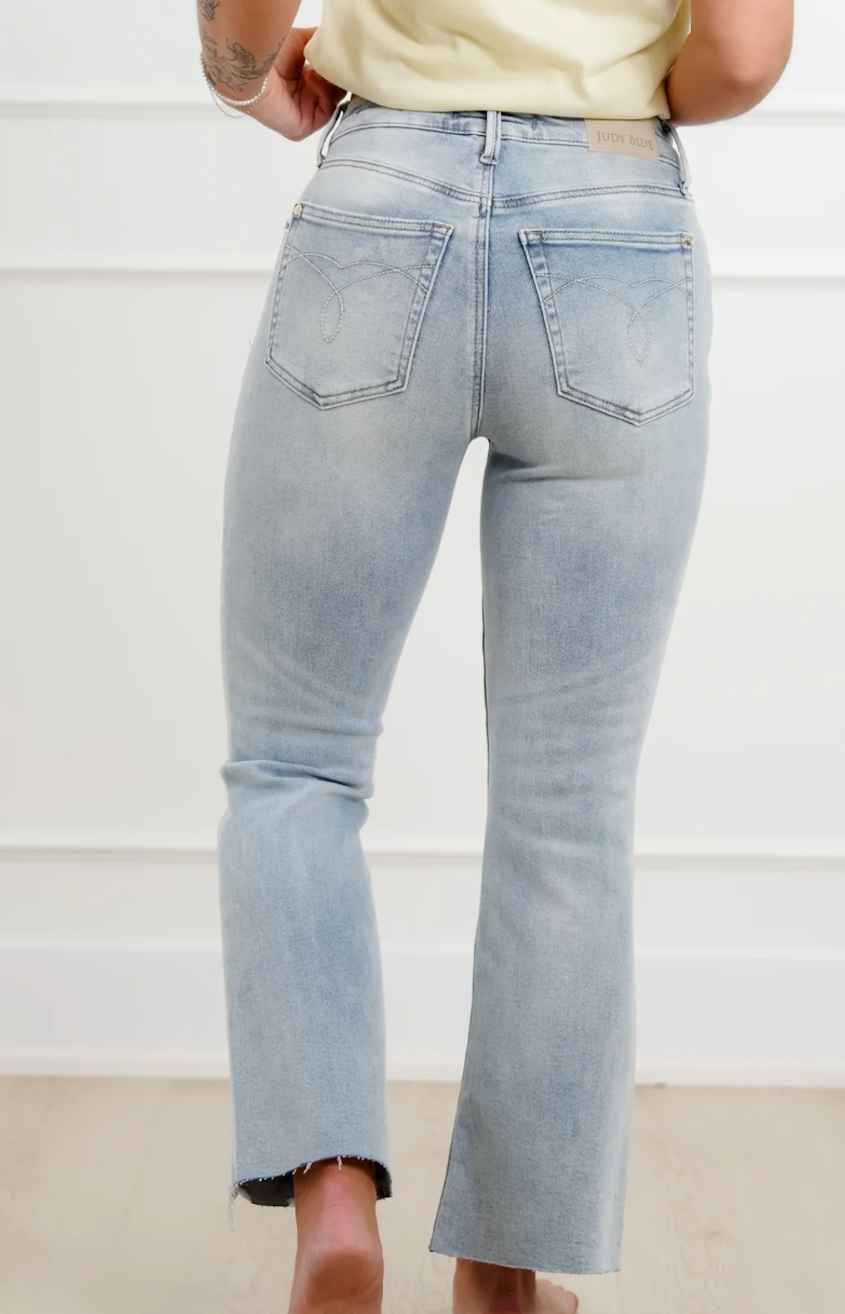 Judy Blue Kick Flare Raw Hem Cropped Jean | Queen Bee Boutique