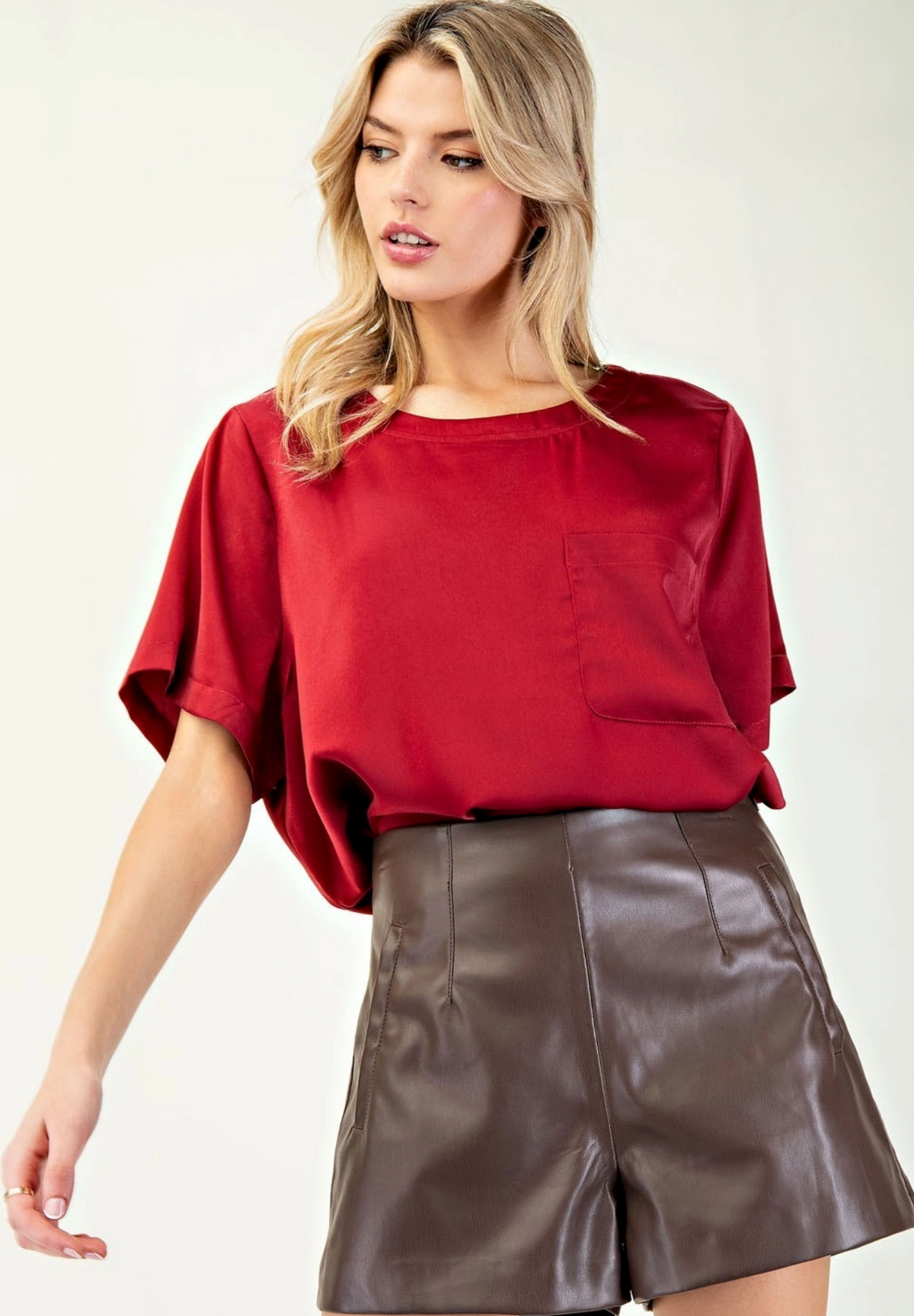 Crimson Silky Top Holiday Couture | Queen Bee Boutique