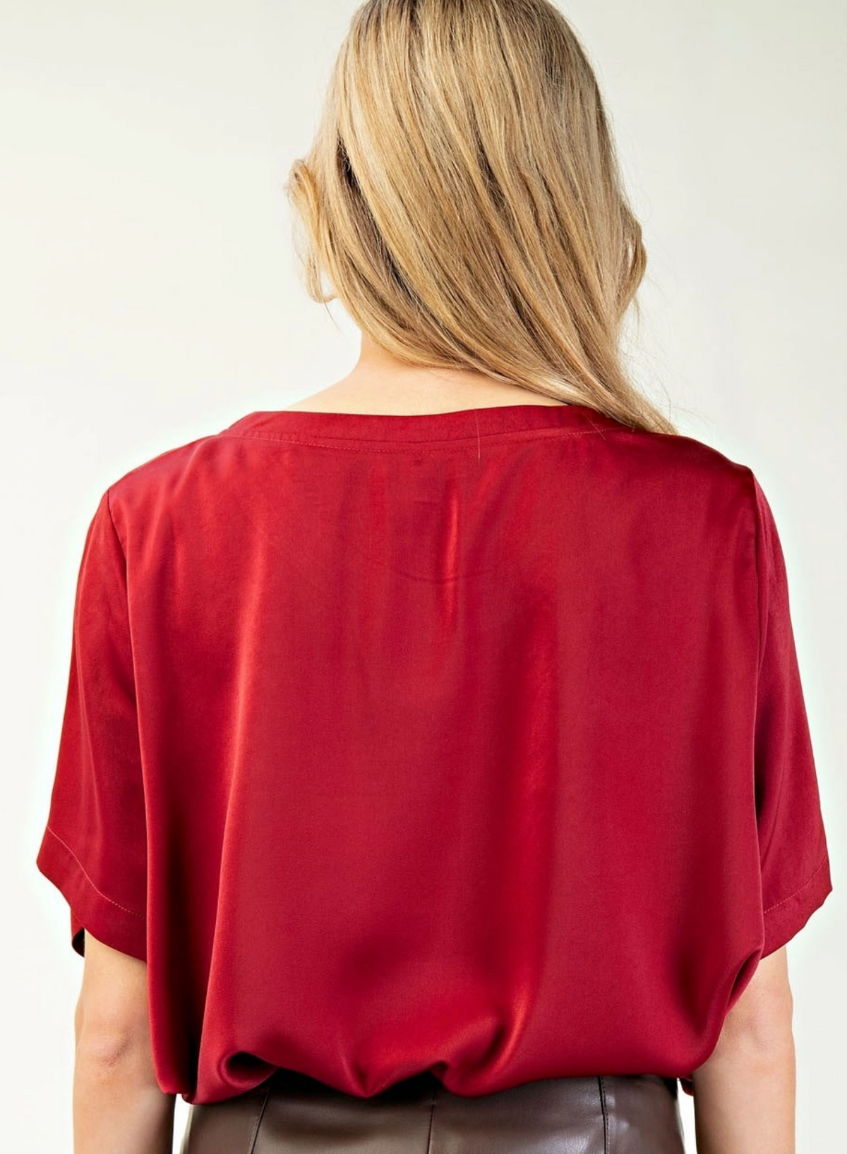 Crimson Silky Top Holiday Couture | Queen Bee Boutique