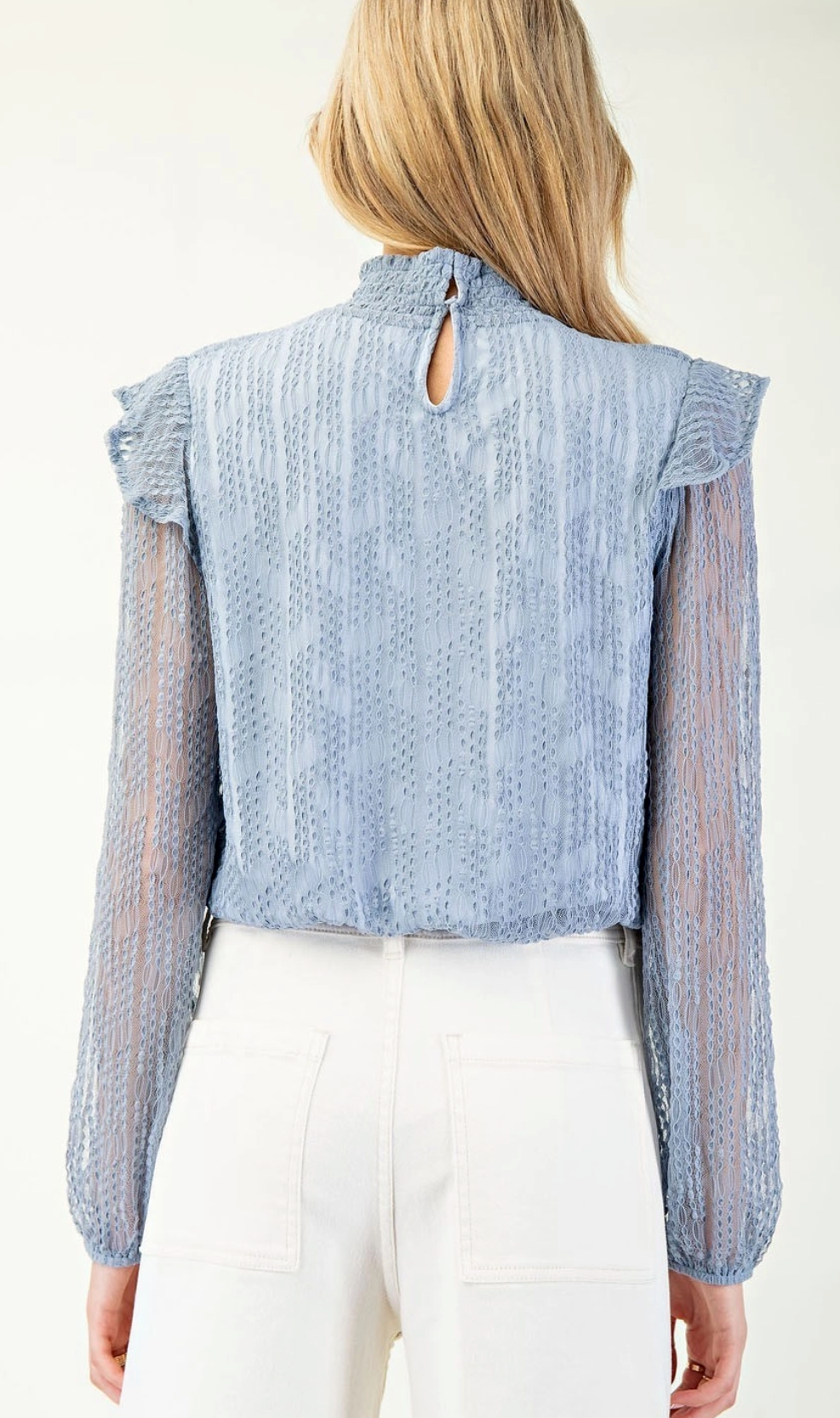Winter Blue Long Sleeve Mock Neck Top