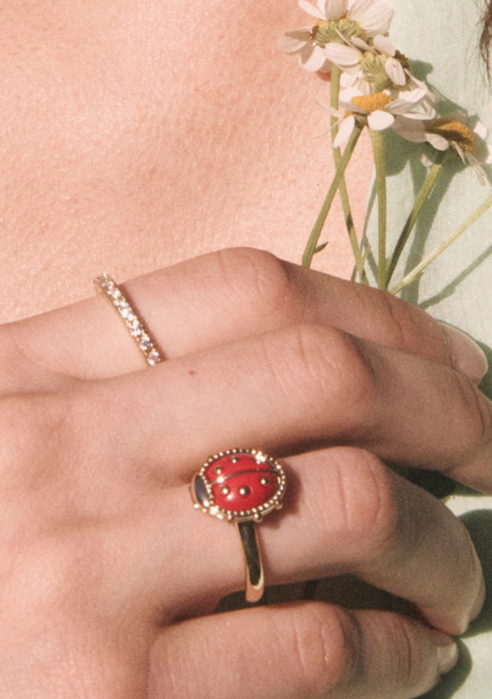 Kendra S. Ladybug Gold Band Ring