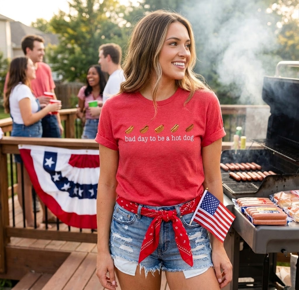 Bad Day to Be a Hot Dog Graphic Red Tee | Queen Bee Boutique