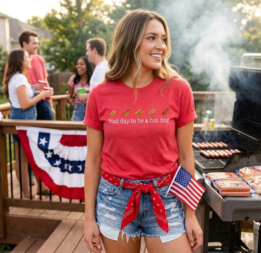 Bad Day to Be a Hot Dog Graphic Red Tee | Queen Bee Boutique