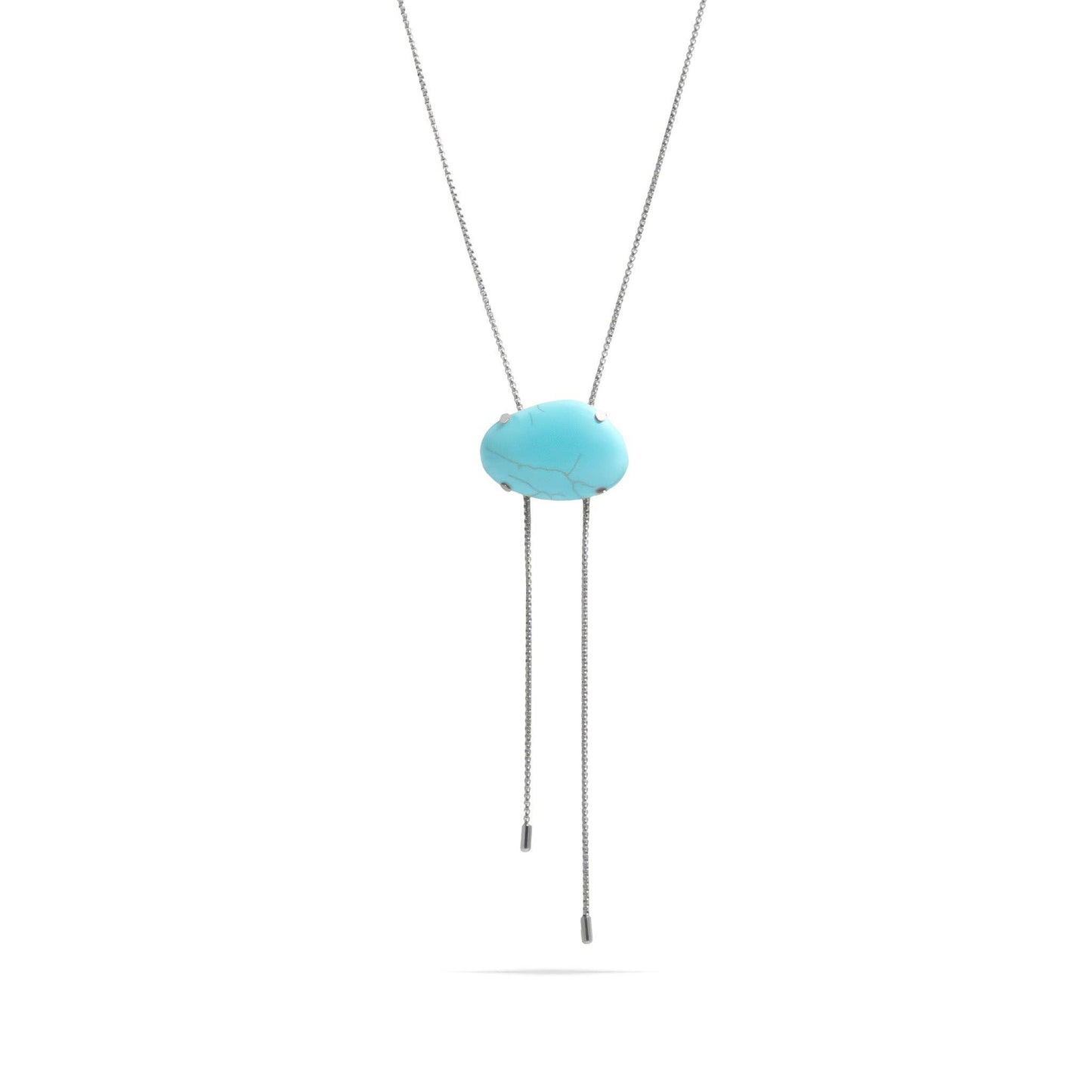 18K Stainless Steel Turquoise Charm Bolo Necklace | Queen Bee Boutique