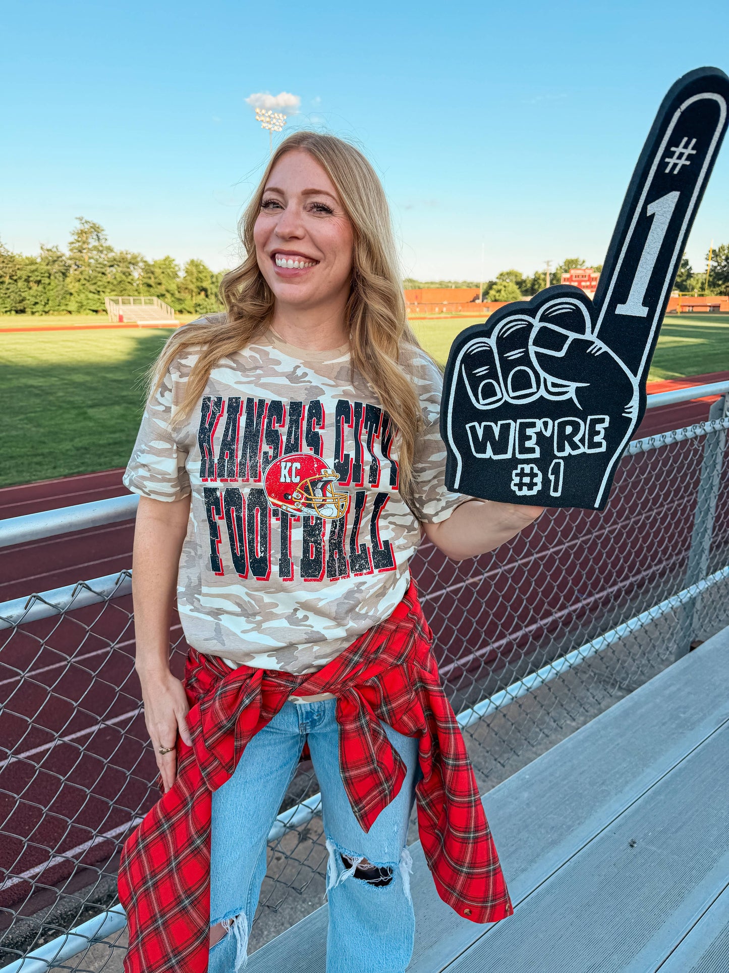 KANSAS CITY FOOTBALL CAMO TEE | QUEEN BEE BOUTIQUE