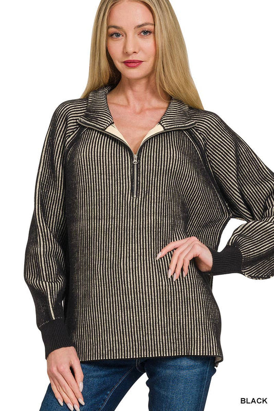 Two Tone Half Zip Sweater