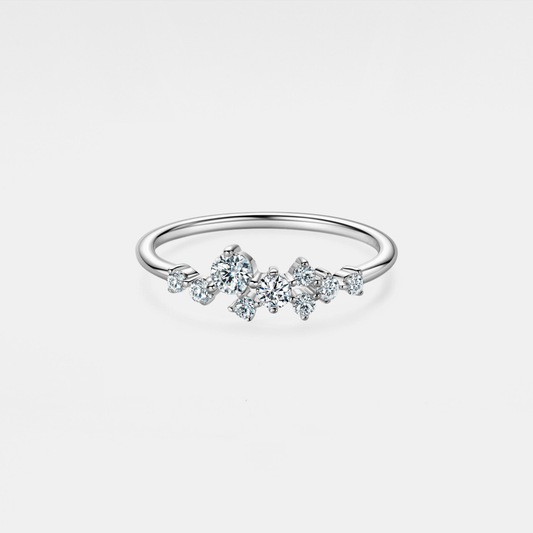 Moissanite Star Cluster Ring in 925 Sterling Silver