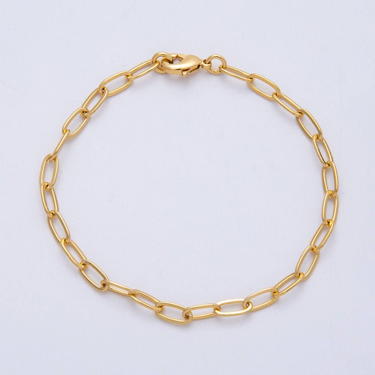 18K Gold Filled 7.4mm x 3.6mm Minimalist Paperclip Chain 6.5 Inch Bracelet | Queen Bee Boutique