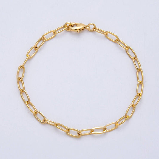 18K Gold Filled 7.4mm x 3.6mm Minimalist Paperclip Chain 6.5 Inch Bracelet | Queen Bee Boutique