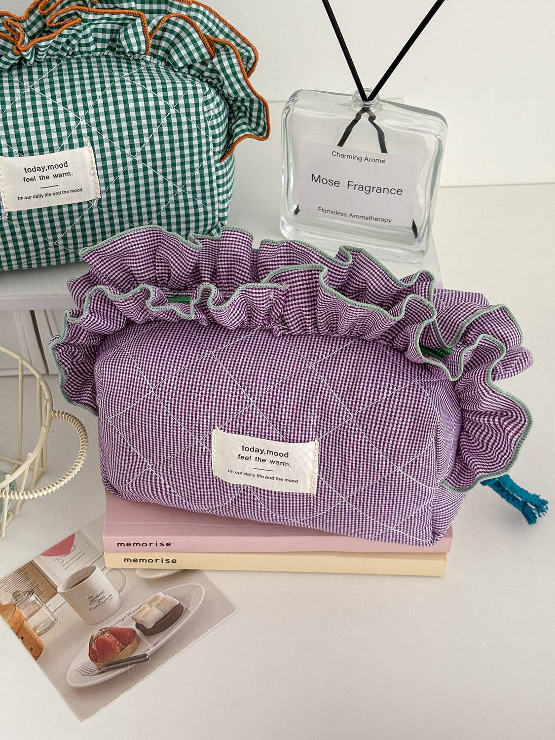 Ruffle Top Quilted Makeup Bag | Queen Bee Boutique