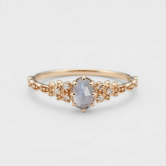Labradorite Olive Tree Leaf Ring