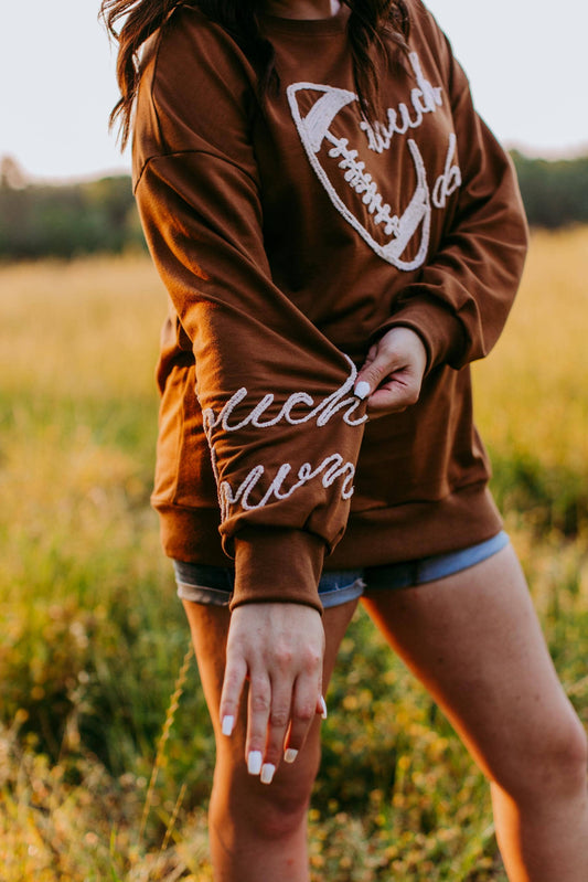 Touch Down Boys of Fall Embroidery Sweatshirt