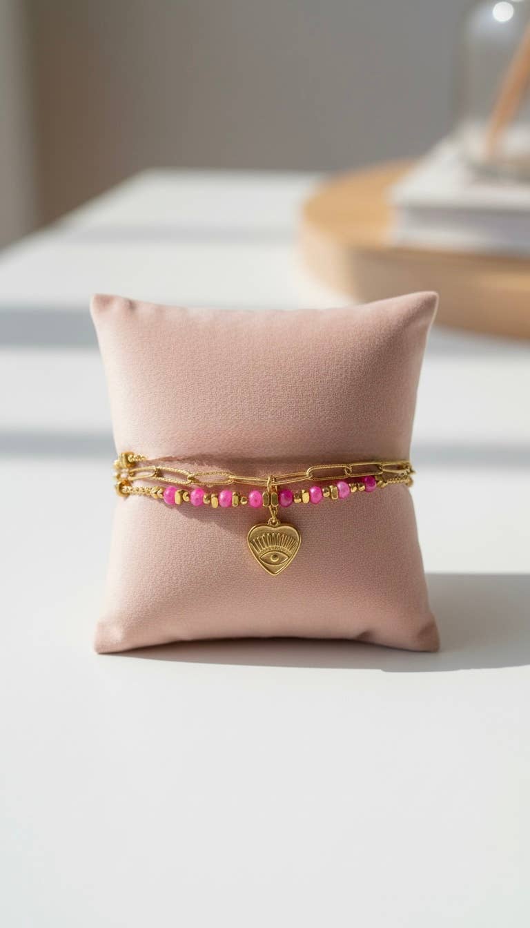 Mariselle Heart Charm Bracelet Tarnish Resistant | Queen Bee Boutique