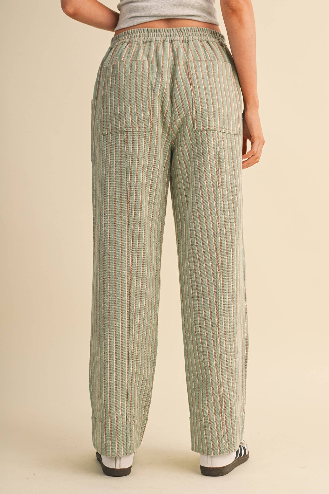 SAGE STRIPED WIDE LEG DRAWSTRING PANTS | Queen Bee Boutique