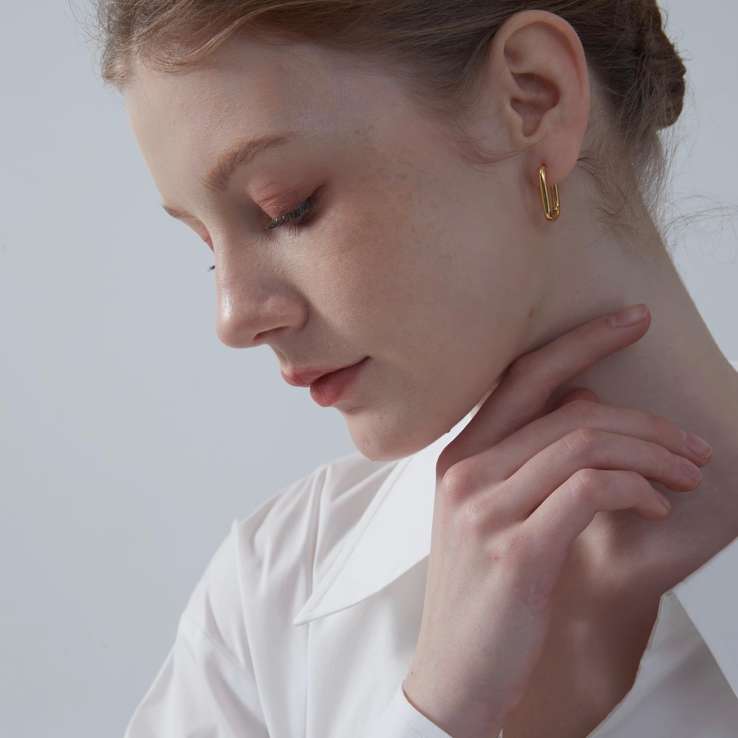 Minimalist Rectangular Hoop Earrings in 925 Sterling Silver
