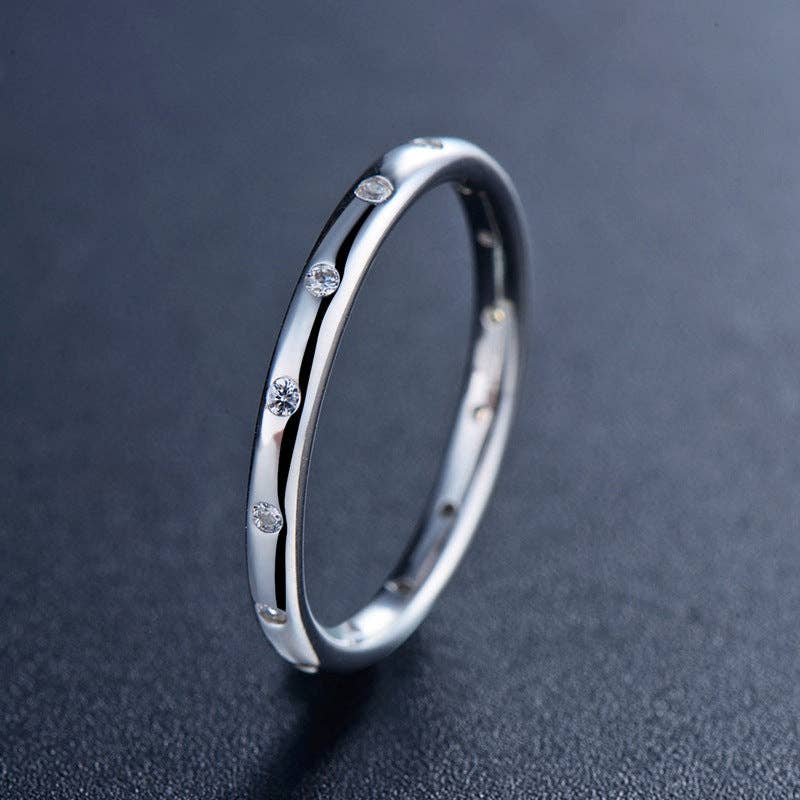 Dainty Minimalist Stacking Band Ring in 925 Sterling Silver | Queen Bee Boutique