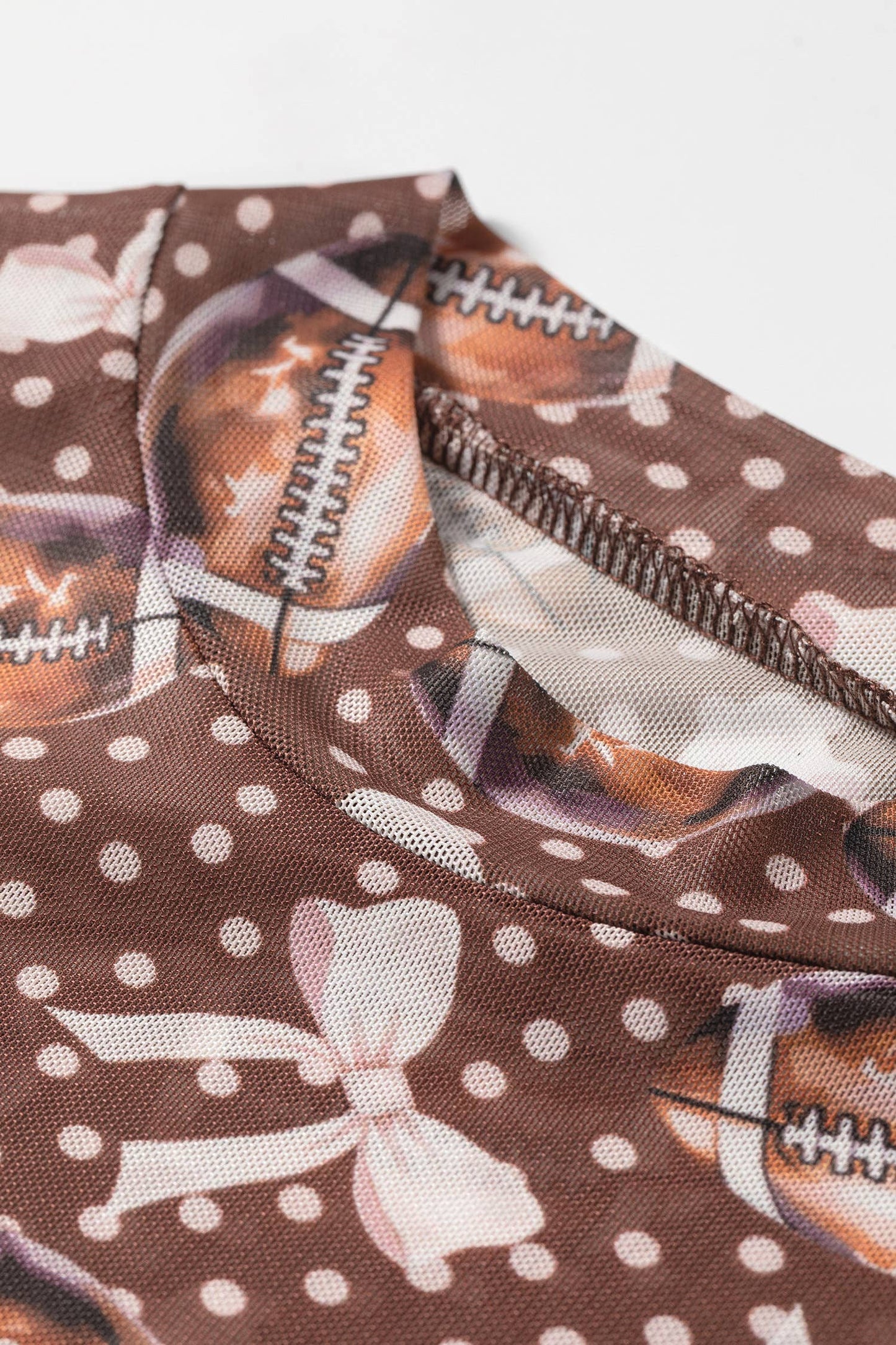 Polka Dot Bow Football Print Game Day Mesh Top