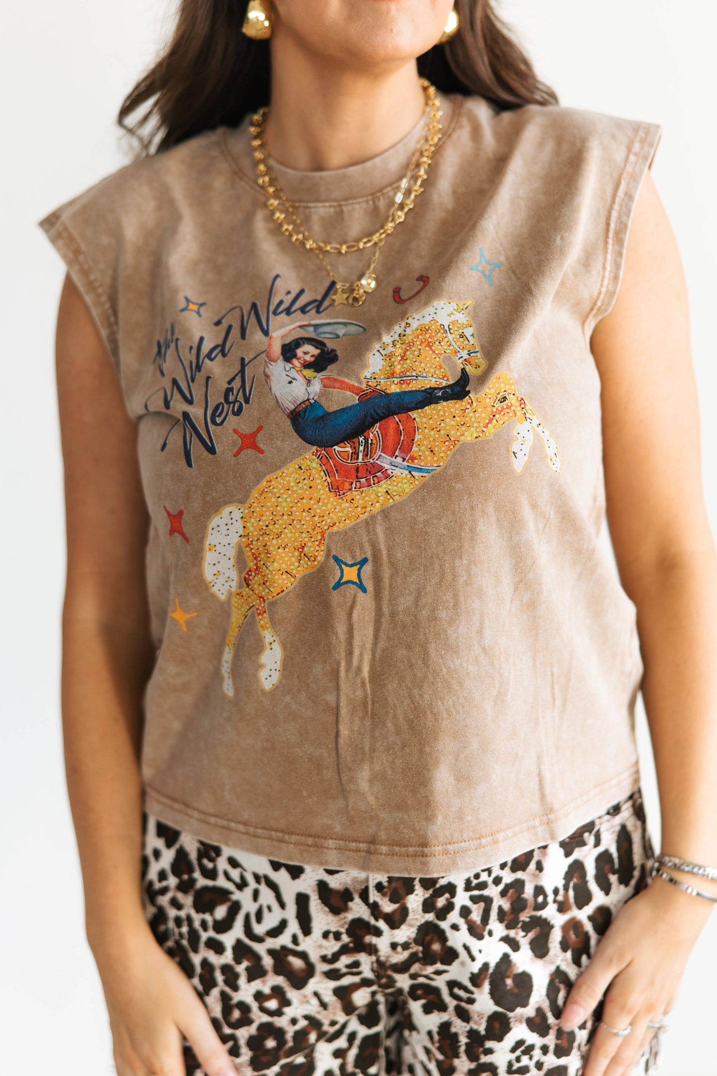 THE WILD WILD WEST TEE COWGIRL BOHO RODEO CHIC | Queen Bee Boutique
