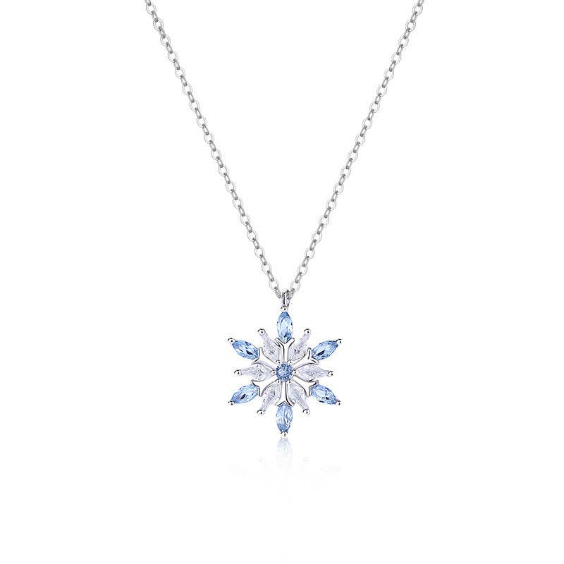 Dainty Snowflake Pendant Necklace in 925 Sterling Silver
