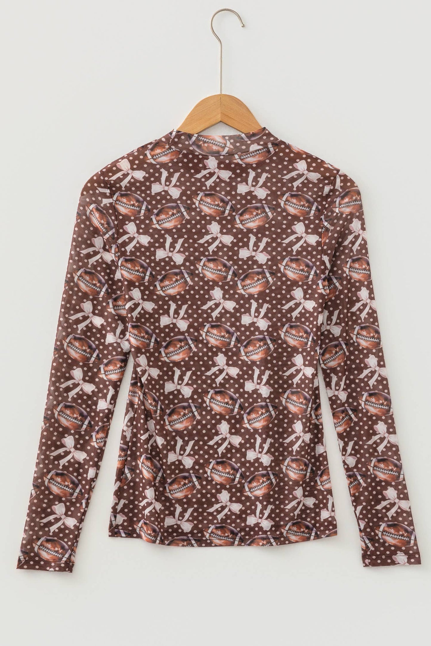 Polka Dot Bow Football Print Game Day Mesh Top