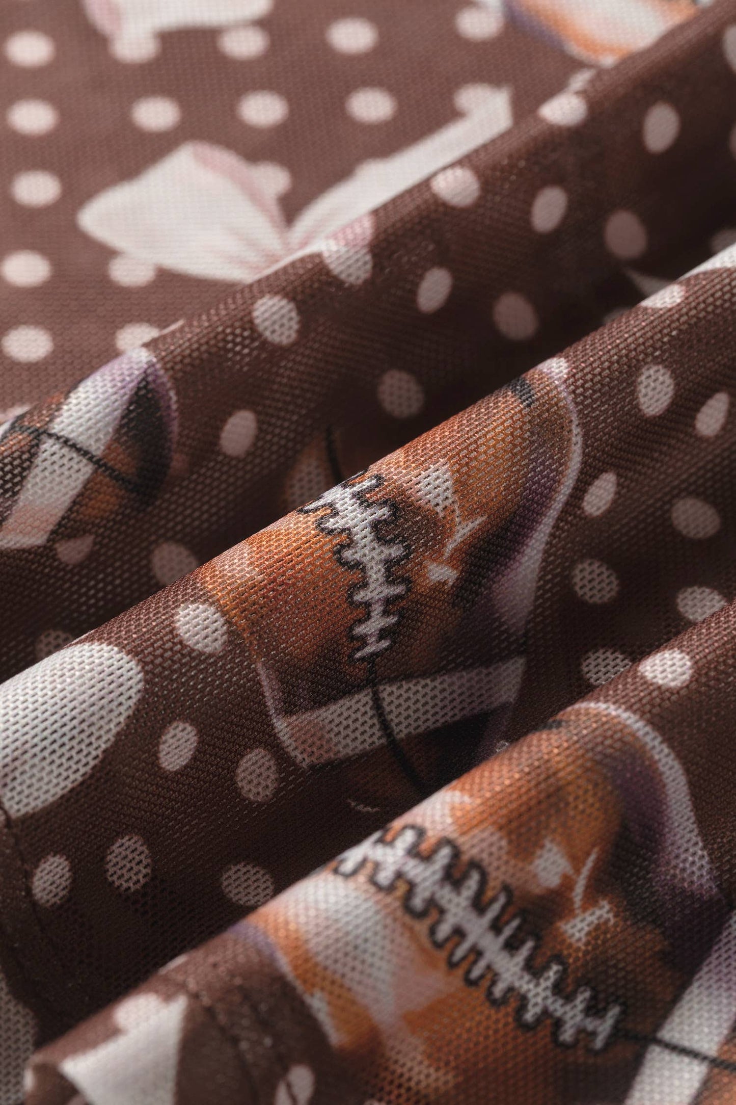 Polka Dot Bow Football Print Game Day Mesh Top