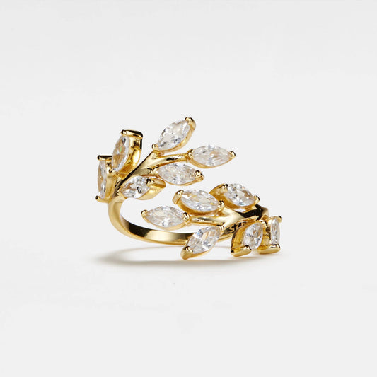 Olive Vine Leaf Branch Bypass Ring