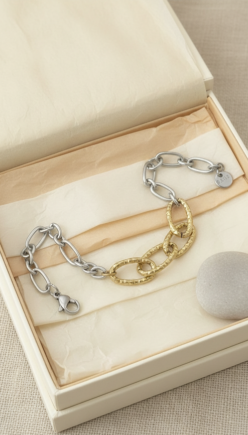 Mixed Link Statement Bracelet Tarnish Resistant | Queen Bee Boutique