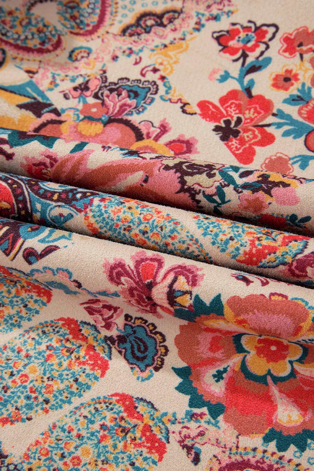 Paisley Floral Print Sherpa Lined Hooded Jacket | Queen Bee Customs Boutique