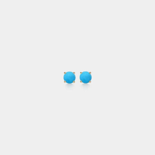Dainty Small Turquoise Stud Earrings in Sterling Silver